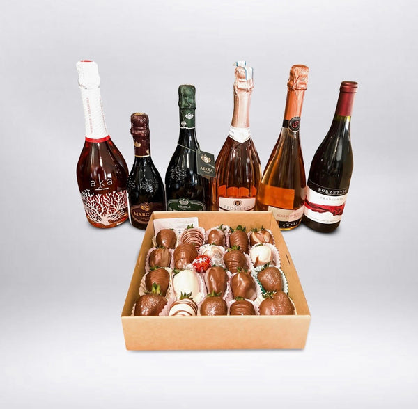 Box of chocolate strawberries & your choice of wine
